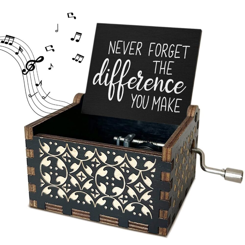 5191 Never Forget the Difference You Make Wooden Music Box with Handle